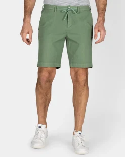 Green Cotton Shorts with Stretch
