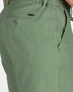 Green Cotton Shorts with Stretch