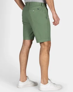 Green Cotton Shorts with Stretch