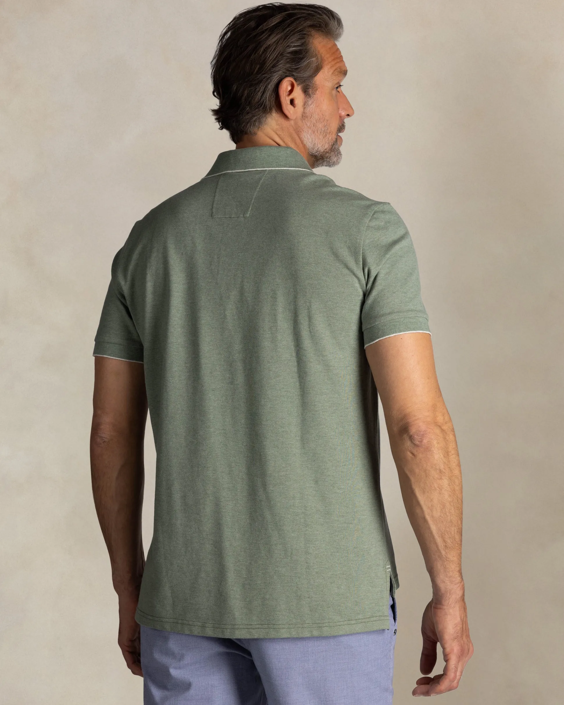 Green cotton stretch polo