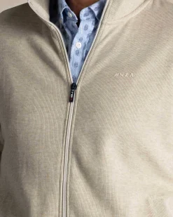 Green cotton zip-up sweater