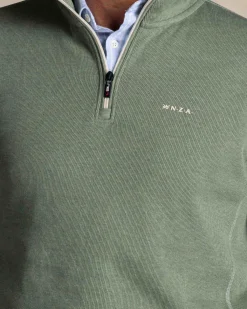 Green Half Zip Cotton Sweater