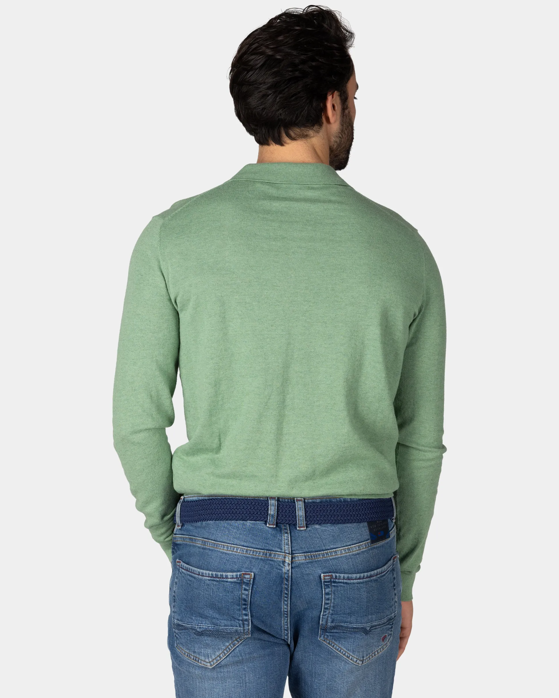 Green long sleeve polo shirt