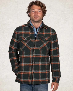 Green padded overshirt with check print - Crushing Green