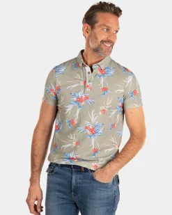 Green polo with flower print - Misty Army