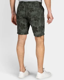 Green Shorts with Leaf Print