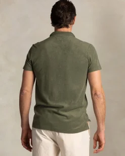 Green terry cloth polo