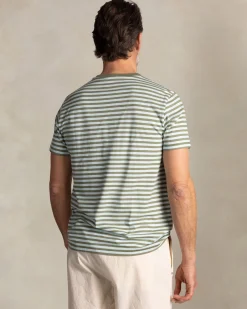 Green T-shirt with light green stripes