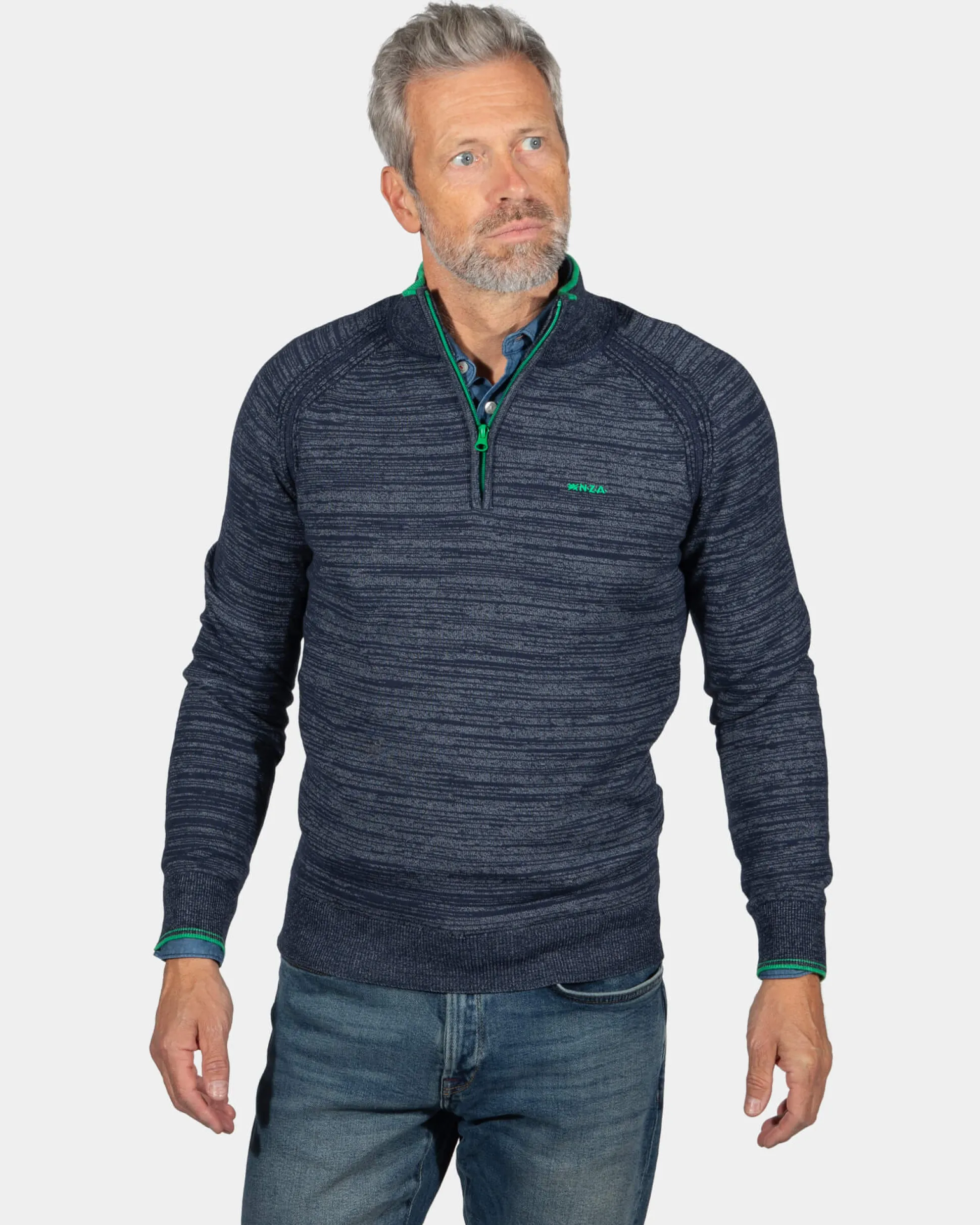 Grey cotton jumper with zipper - Reef Navy