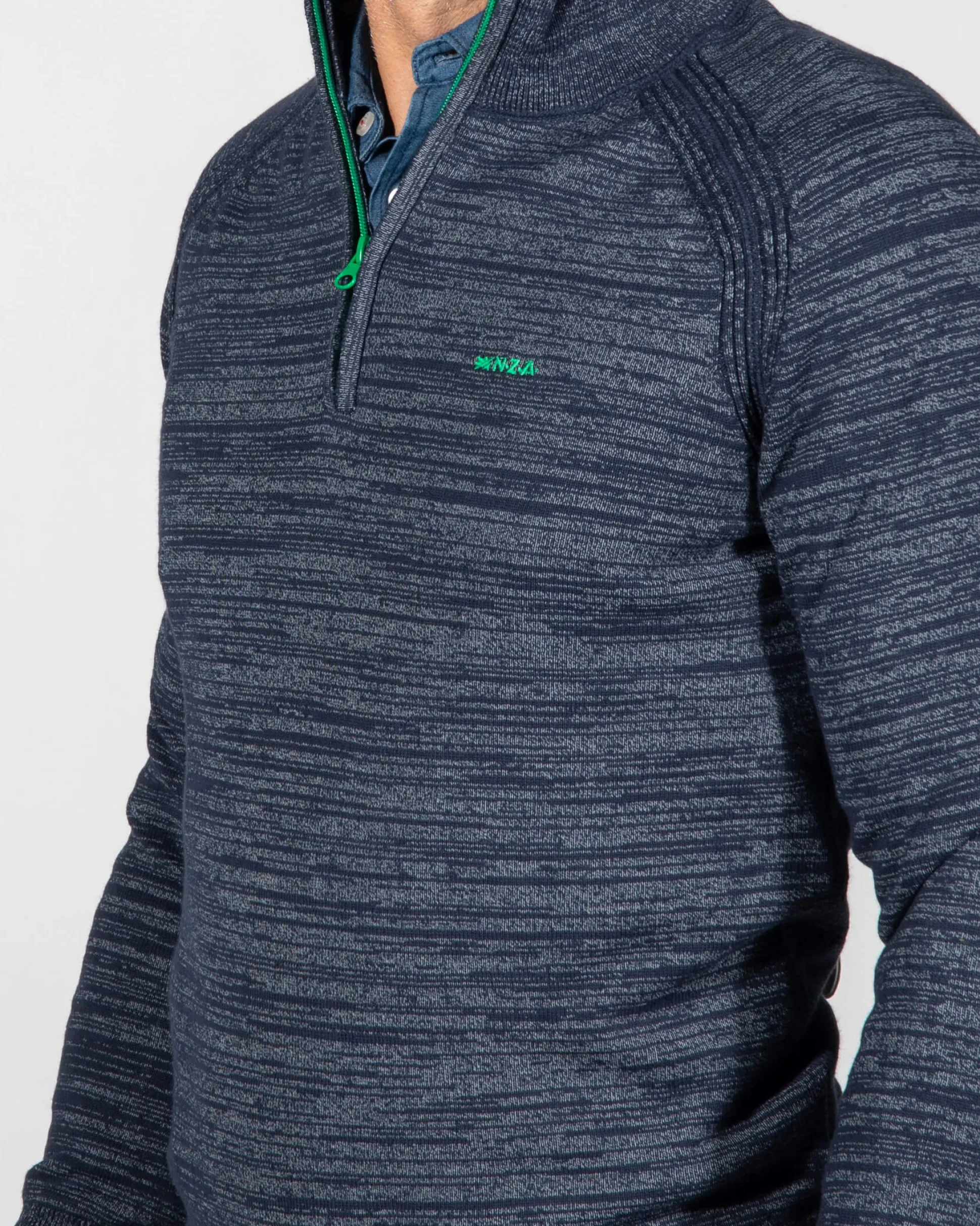 Grey cotton jumper with zipper - Reef Navy