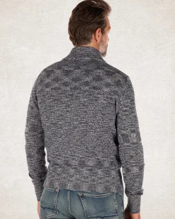 Grey rib knitted cotton cardigan
