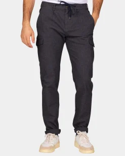 Grey wool look cargo pants - Grey Melange
