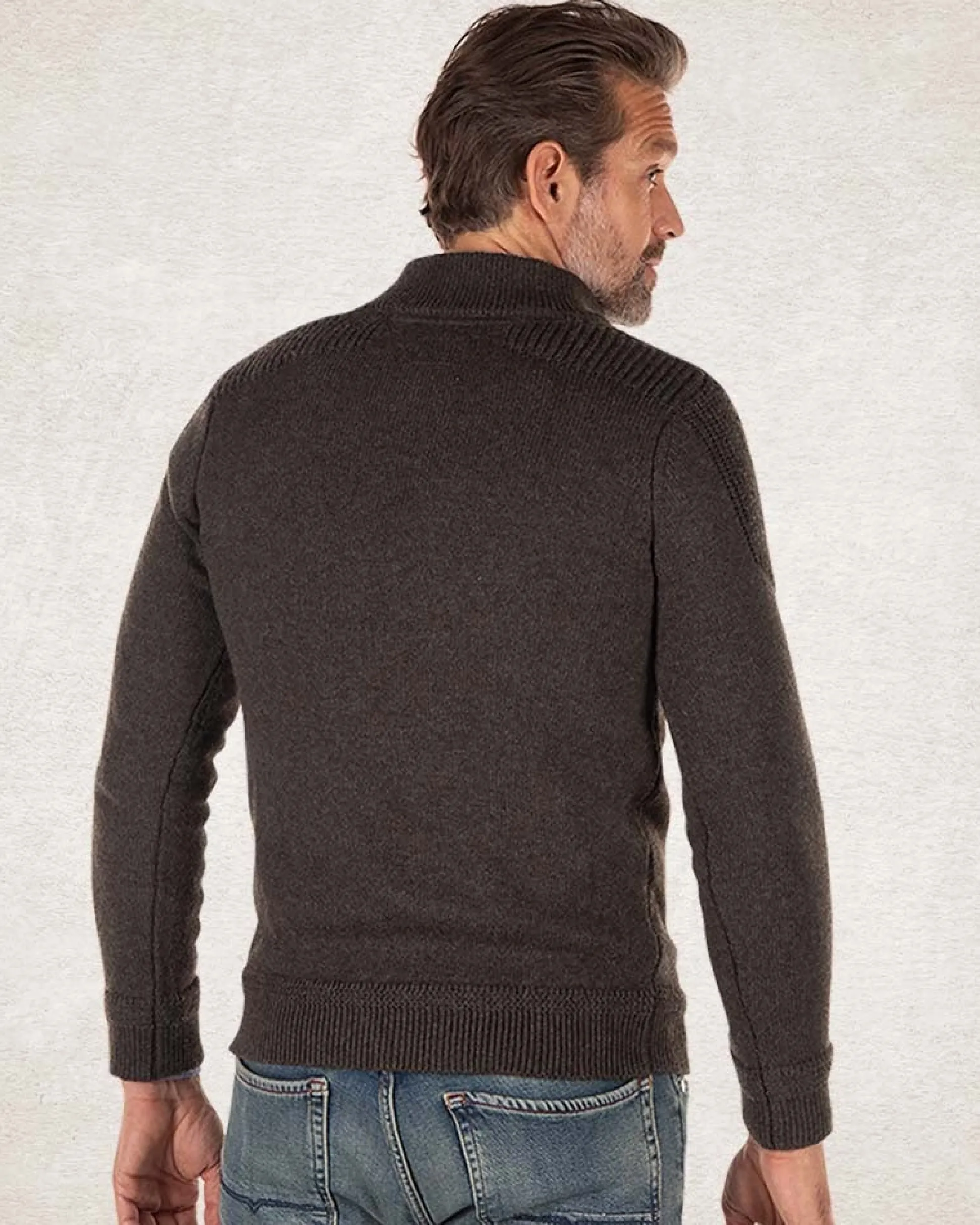 Half buttoned knitted pullover - Smoked Green