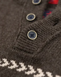 Half buttoned knitted pullover - Smoked Green