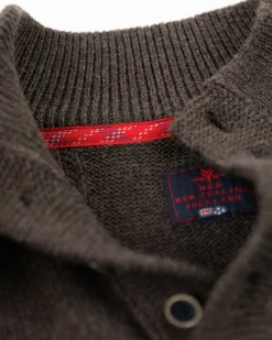 Half buttoned knitted pullover - Smoked Green