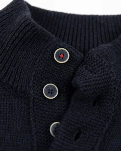 Half buttoned knitted pullover - Pitch Navy