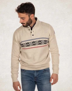 Half buttoned knitted pullover - Milky Ecru