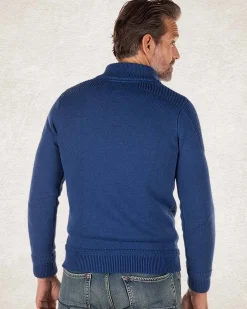 Half buttoned knitted pullover - Bright Water Blue