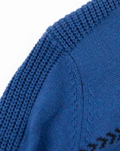Half buttoned knitted pullover - Bright Water Blue