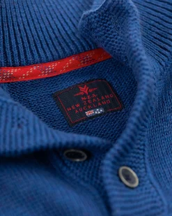 Half buttoned knitted pullover - Bright Water Blue