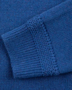 Half buttoned knitted pullover - Bright Water Blue