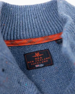Half buttoned plain pullover - Cloudy Blue