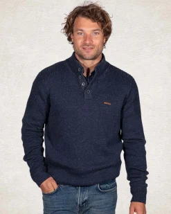 Half buttoned plain pullover - Trent Petrol