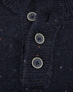 Half buttoned plain pullover - Pitch Navy