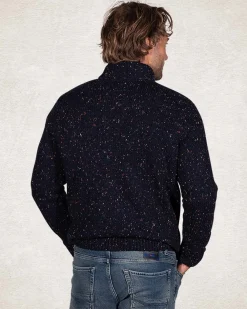 Half buttoned wool blend pullover - Pitch Navy