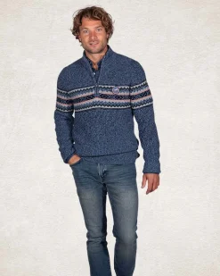 Half zip knitted pullover - Cloudy Blue