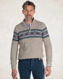 Half zip knitted pullover - Sahara Sand