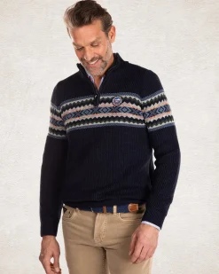 Half zip knitted pullover - Pitch Navy