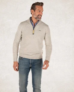 Half zip pullover with wool - Shadow White