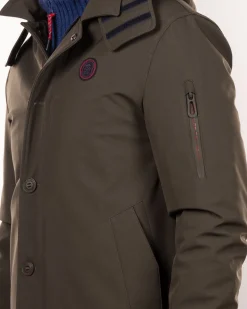 Hooded windproof parka jacket - Smoked Green