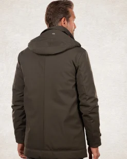 Hooded windproof parka jacket - Smoked Green