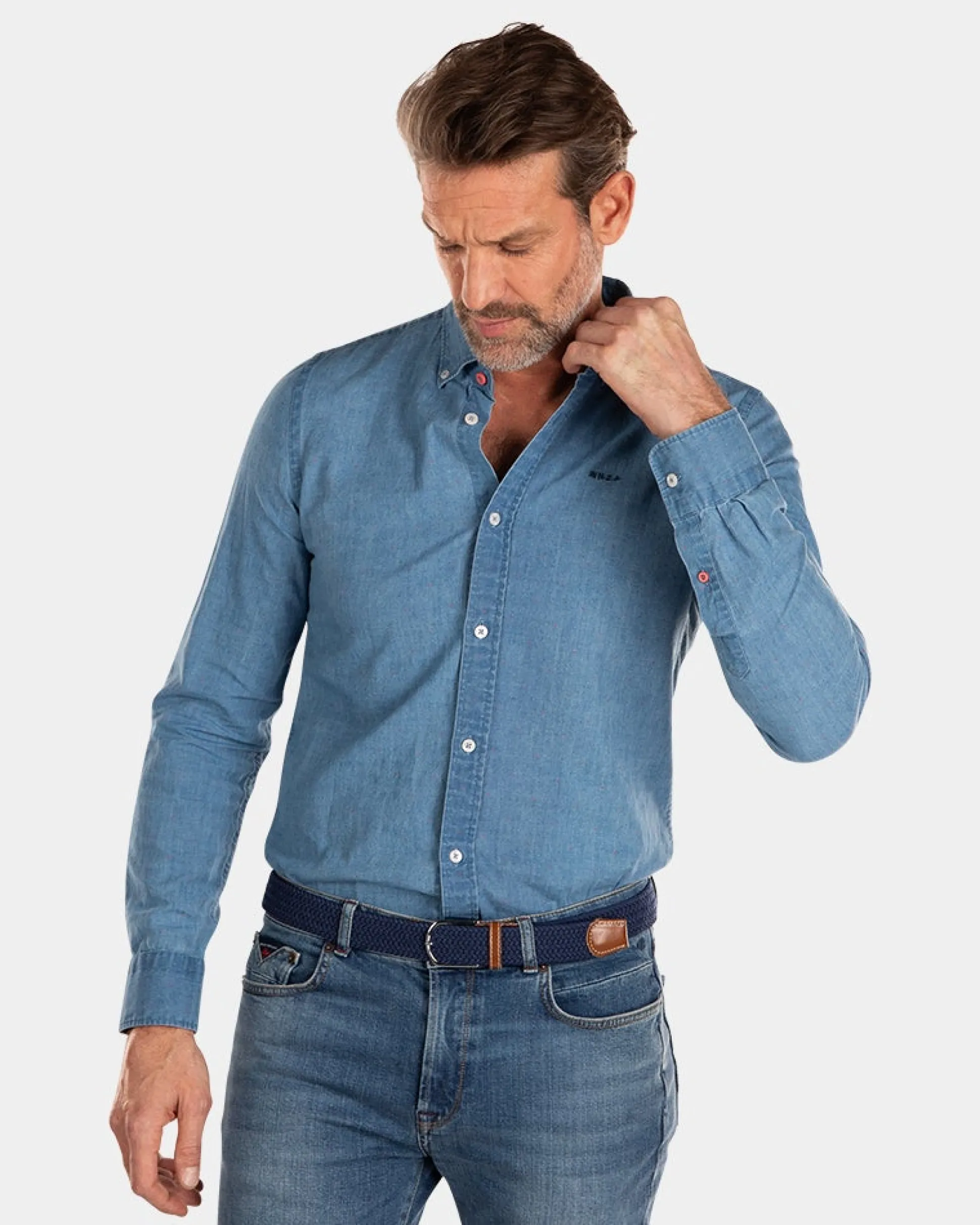 Indigo linen long sleeved shirt - Indigo