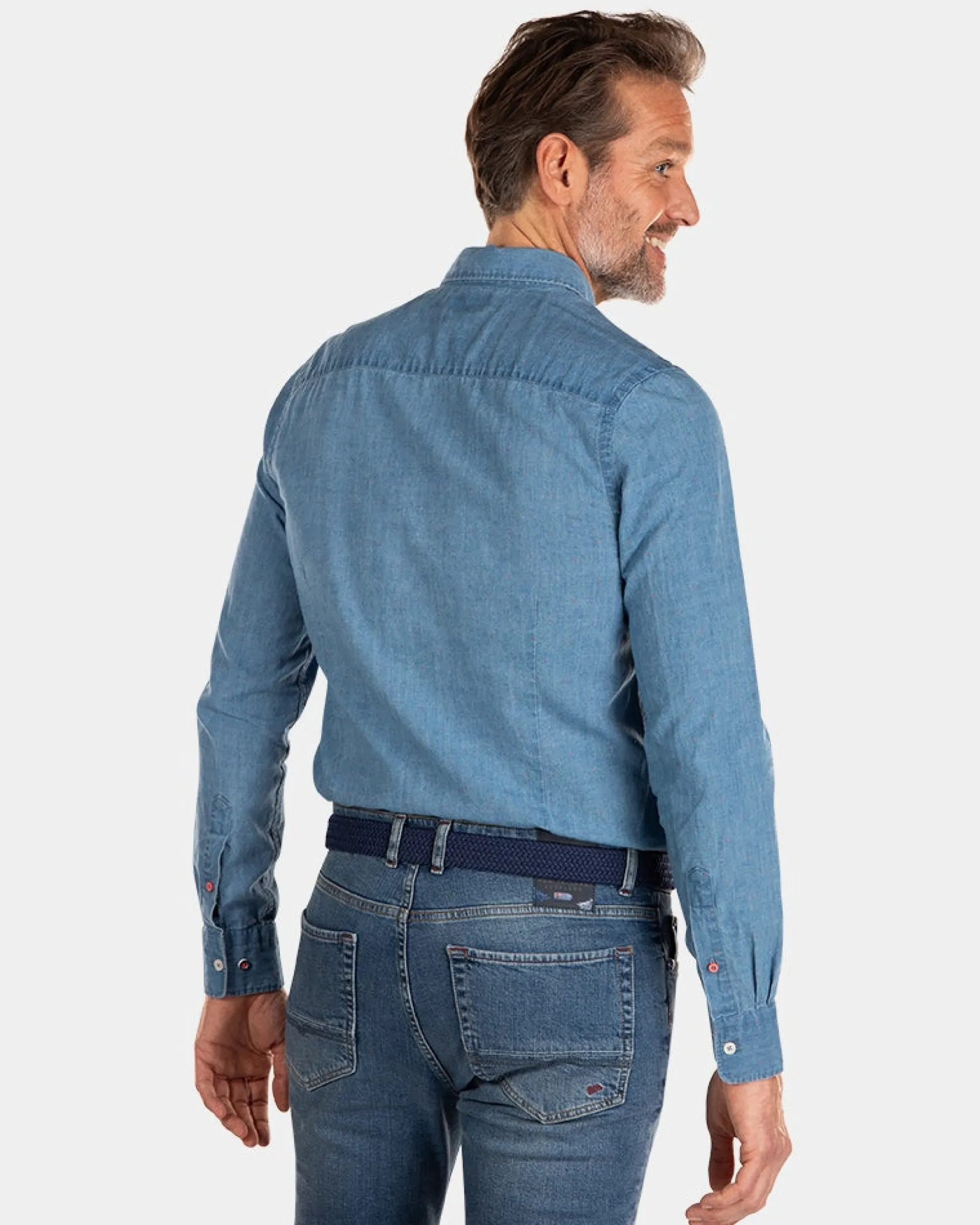 Indigo linen long sleeved shirt - Indigo