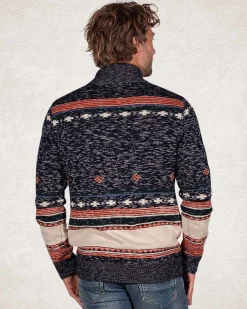 Knitted cardigan brown grey white - Pitch Navy
