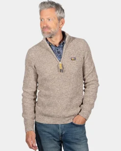 Knitted half zip jumper Drake - Sea Silt Sand