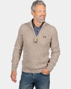 Knitted half zip jumper Drake - Sea Silt Sand