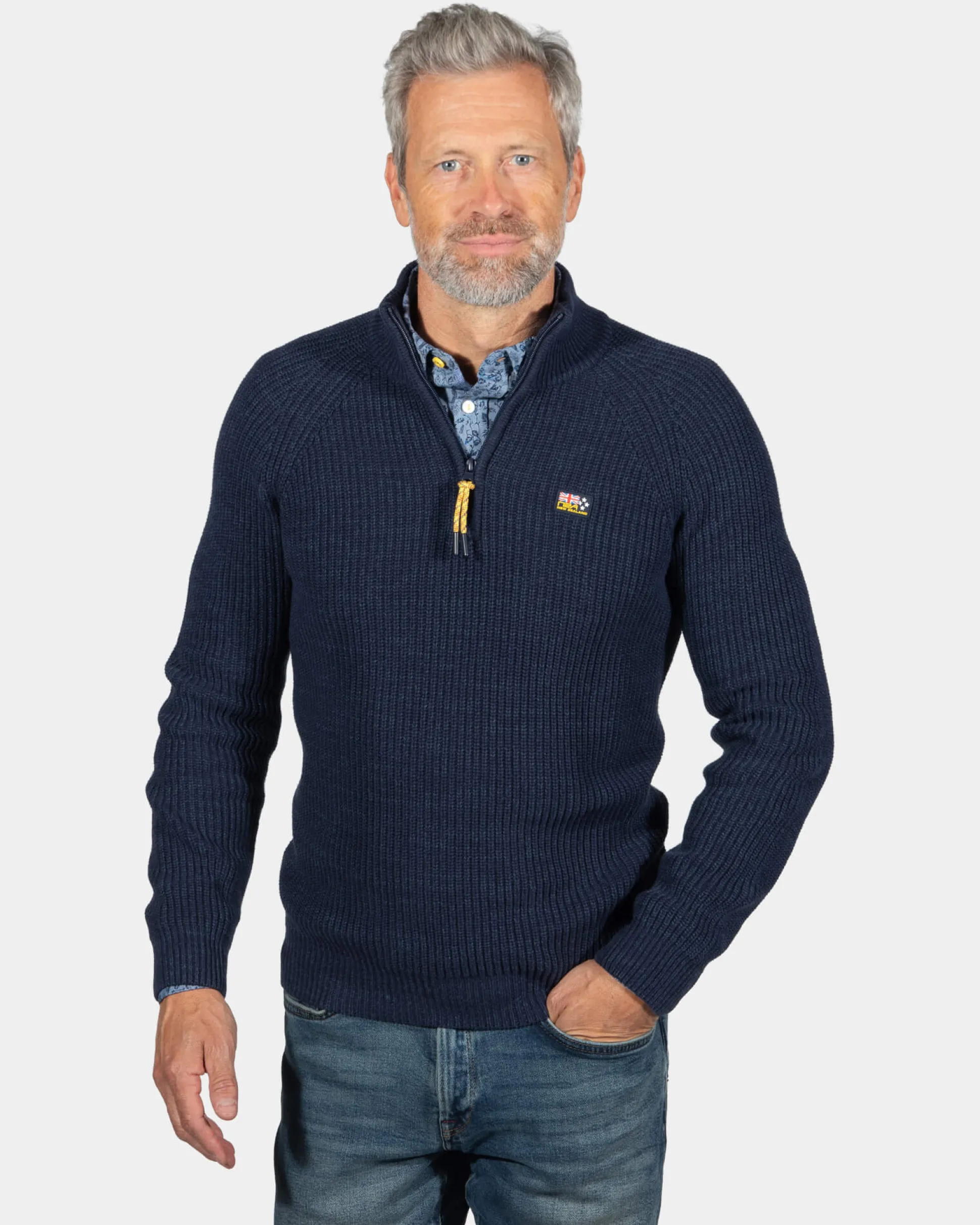 Knitted half zip jumper Drake - Ink Navy