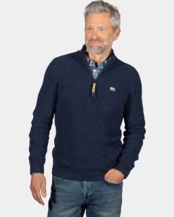 Knitted half zip jumper Drake - Ink Navy