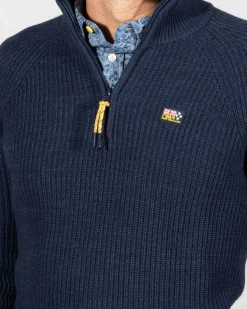 Knitted half zip jumper Drake - Ink Navy