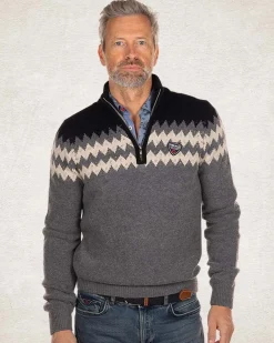 Knitted half zip pullover - Grey Melange