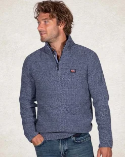 Knitted plain half zip pullover - Cloudy Blue