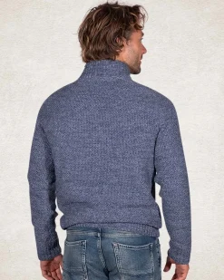 Knitted plain half zip pullover - Cloudy Blue
