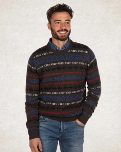 Knitted round neck wool pullover - Smoked Green