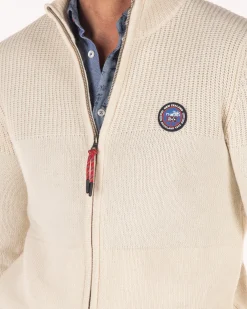 Knitted solid coloured cardigan - Milky Ecru