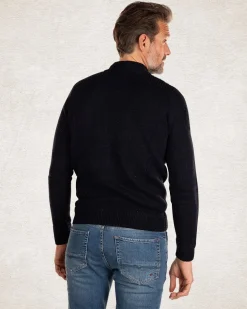 Knitted solid coloured turtleneck - Pitch navy