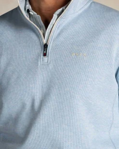Light blue cotton half zip sweater